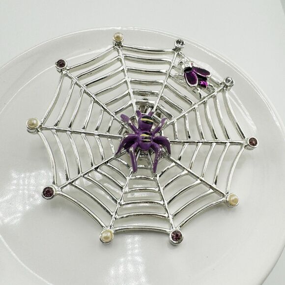Vintage Spiderweb Clip with Spider & Fly Fantasy Emo Cosplay Gothic Halloween - Picture 1 of 4